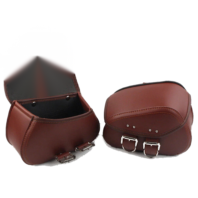 Sportster Dyna Motorcycle Brown PU Leather Saddle Bags