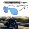 Motorcycle Goggles Blue Lens White Silver Tone Frame PC UV400