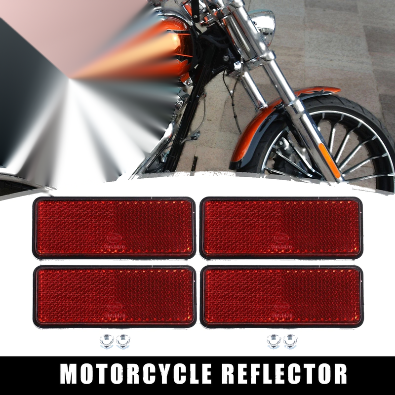 4 Pcs M6x1.0 Red Plastic Rectangular Screw Mount Reflective Warning Reflector