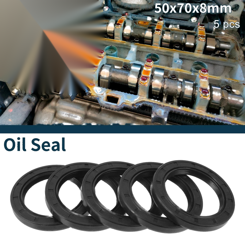 Make Model Oil Seal 50x70x8mm NBR Black 5Pcs