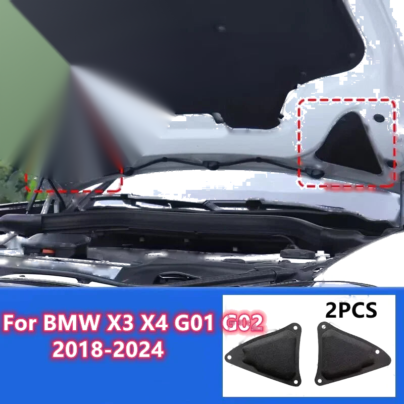 BMW X3 X4 Cotton Hood Engine Insulation Triangle Trim Pad 2 x (2018–2024)