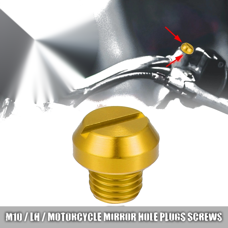 Universal Motorcycle M10 Mirror Hole Screws Mirrors Caps Negative Gold Tone