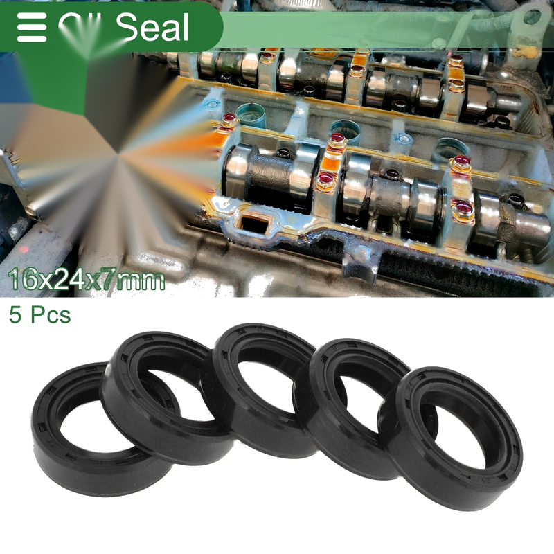 Make Model Oil Seal / 16x24x7mm / Seal Ring NBR Rubber 5 Pcs