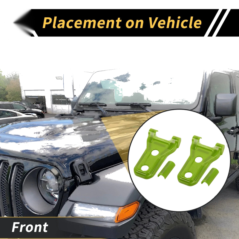 Jeep Wrangler JL JLU (2018-2024) Plastic Green Hood Hinge Covers