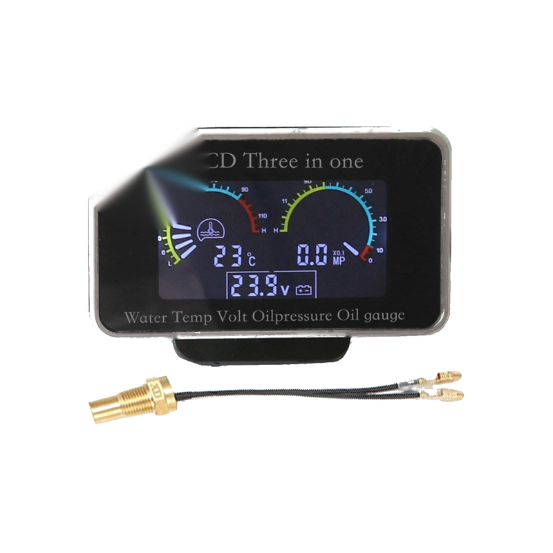 Car Truck 12V / 24V 3in1 LCD Oil Pressure, Voltmeter, Water Temp Gauge