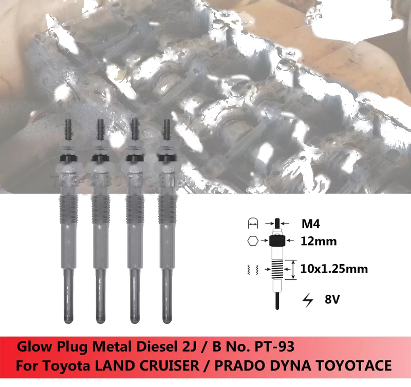 TOYOACE LAND CRUISER PRADO DYNA 4 x Glow Plugs (1985-2023)