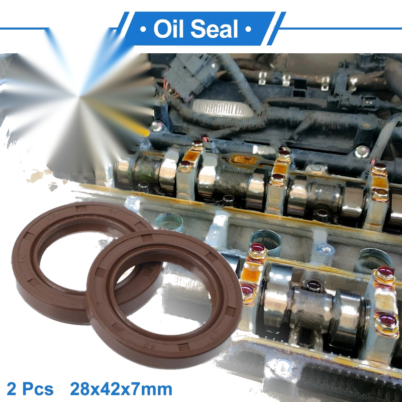 Make Model Oil Seal 28x42x7mm Seal Ring Shaft FKM Rubber Brown 2 x