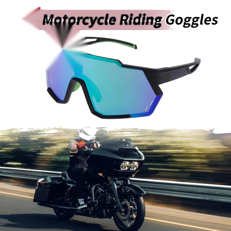 Make Model 1 x Motorcycle Riding Goggles Green Black Tri-Acetyl Cellulose