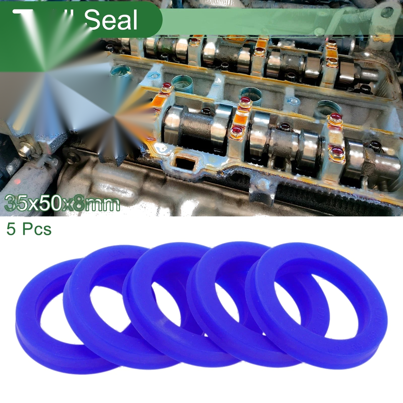 Oil Seal 35x50x8mm TPU High Pressure Blue 5 Pcs