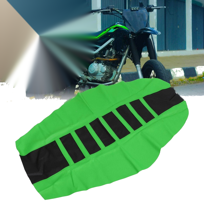 Universal Motorcycle Dirt Bike Green Black Seat Cover Anti Slip Cushion