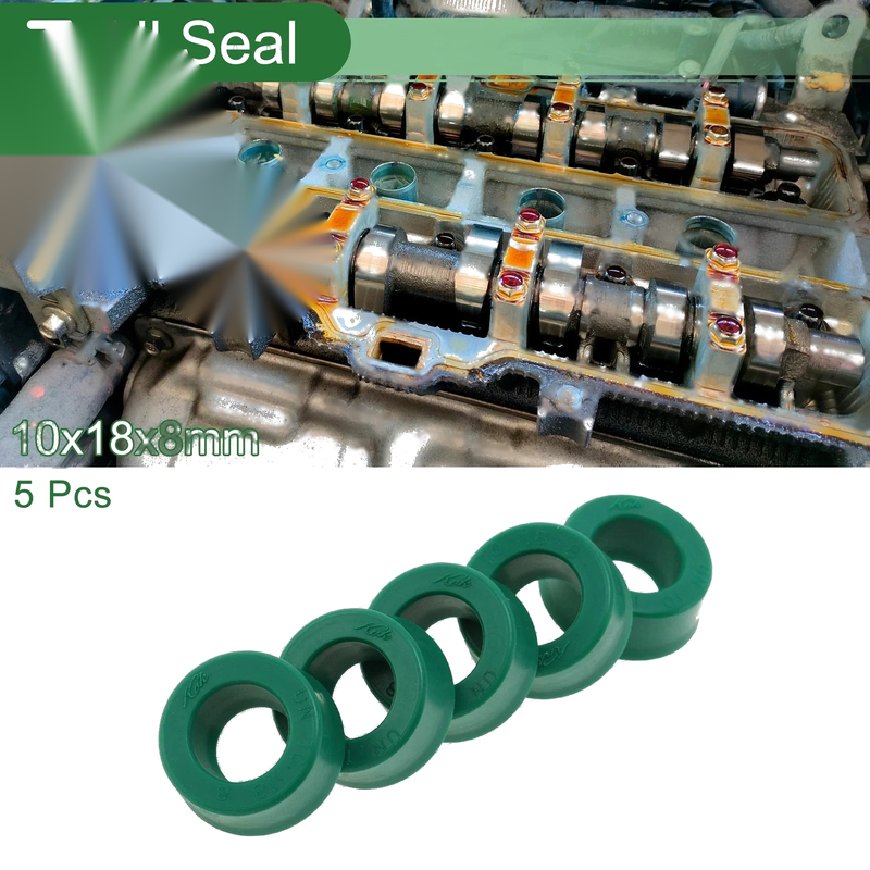 Oil Seal 10x18x8mm Seal Ring Rotary Shaft TPU 5 Pcs