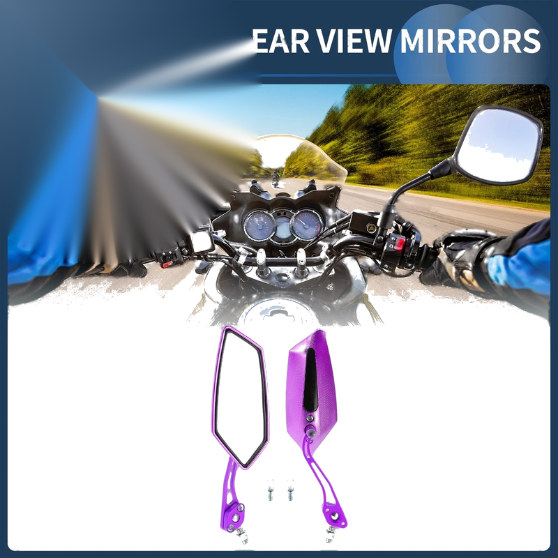 M8 / M10 Motorcycle Purple Aluminum Alloy Rear View Mirrors