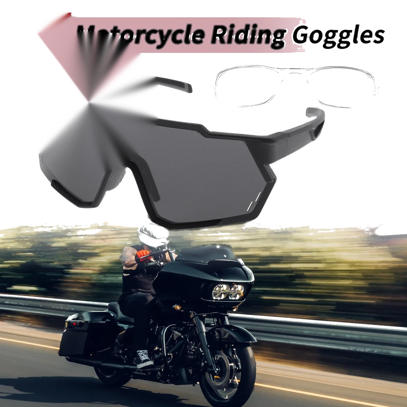 Motorcycle Riding Goggles Black Lens Black Frame PC Sunglasses