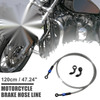 Motorcycle Brake Hose 120cm 90 Degree Motorcycle Braided Line Silver Tone