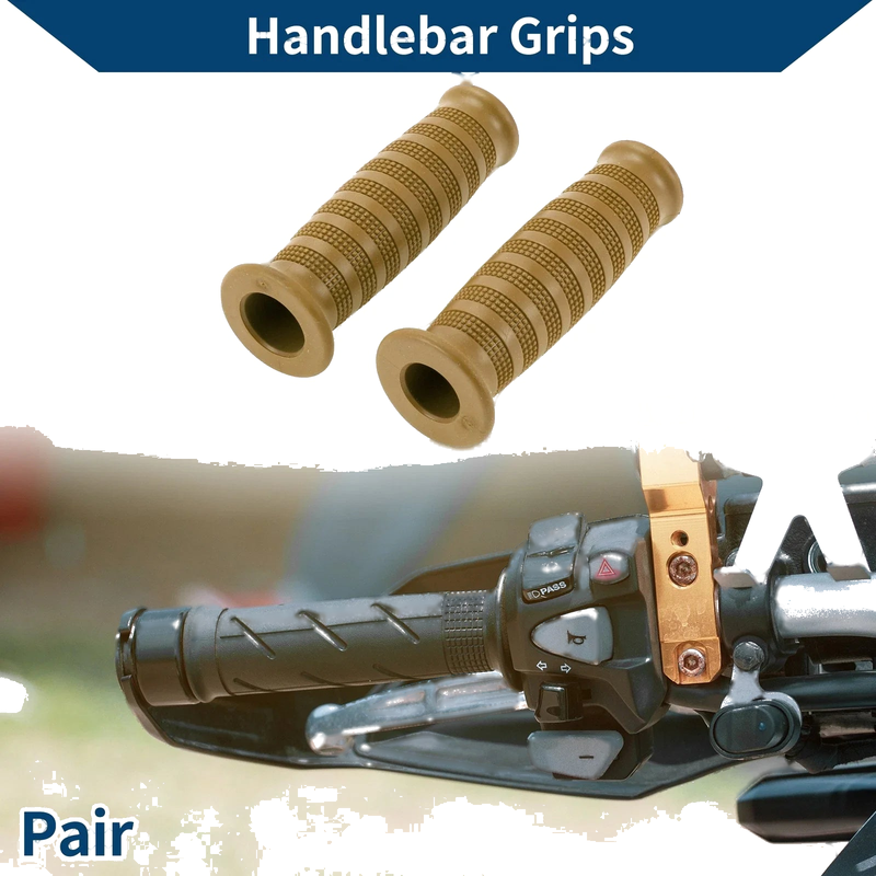 Motorcycle Rubber Khaki 2 x 7/8" 22mm Hand Grips