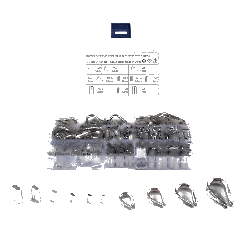 Wire Rope Cable Thimbles 250 Pcs Crimping Loop Sleeve Assortment Kit