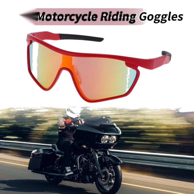 Motorcycle Goggles Red Lens Red Frame PC