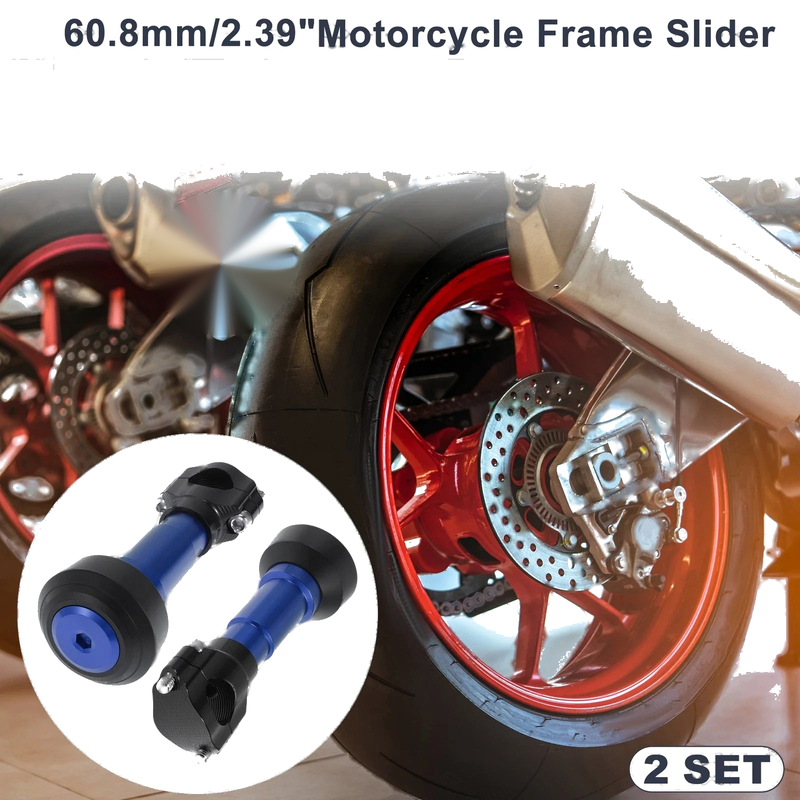 0.87"-1.1" Aluminum Alloy Plastic Motorcycle Slider Frame Blue 2 x Set
