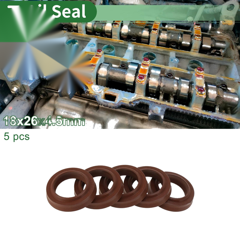 Oil Seal 18x26x4.5mm Seal Ring Rotary Shaft Seal FKM Rubber 5 Pcs