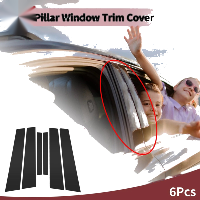 Nissan Altima (2007-2012) Black 6 Pcs Car Door Pillar Window Trim