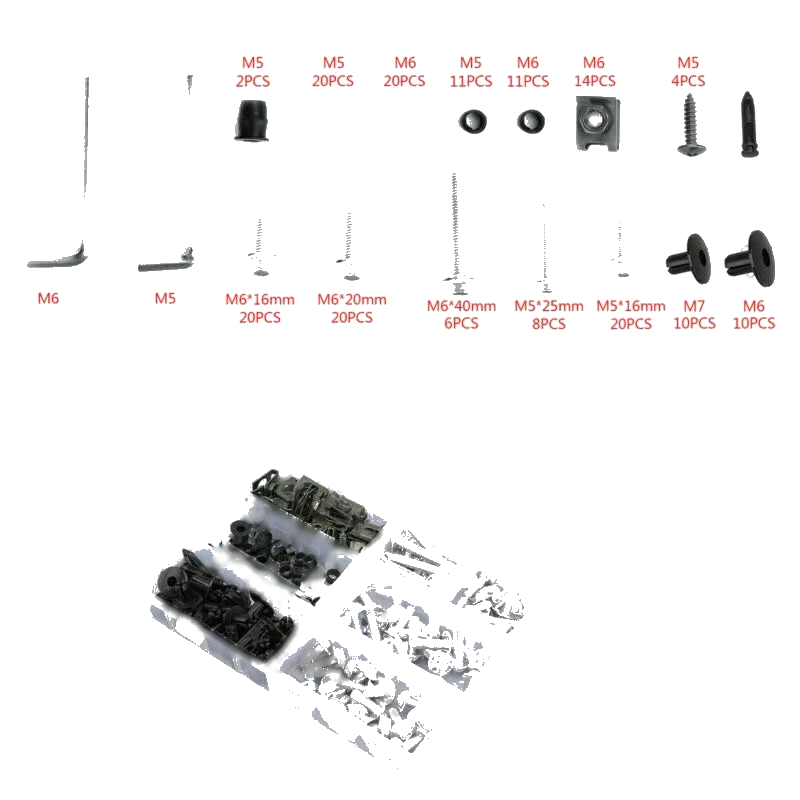 Motorcycle 198 PCS Silver Fairing Screws & Clamps