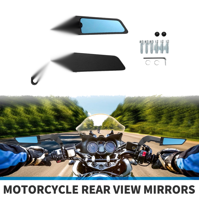 Motorcycle M8/M10 Rear View Mirror Polygon Mirror Black 1 Set