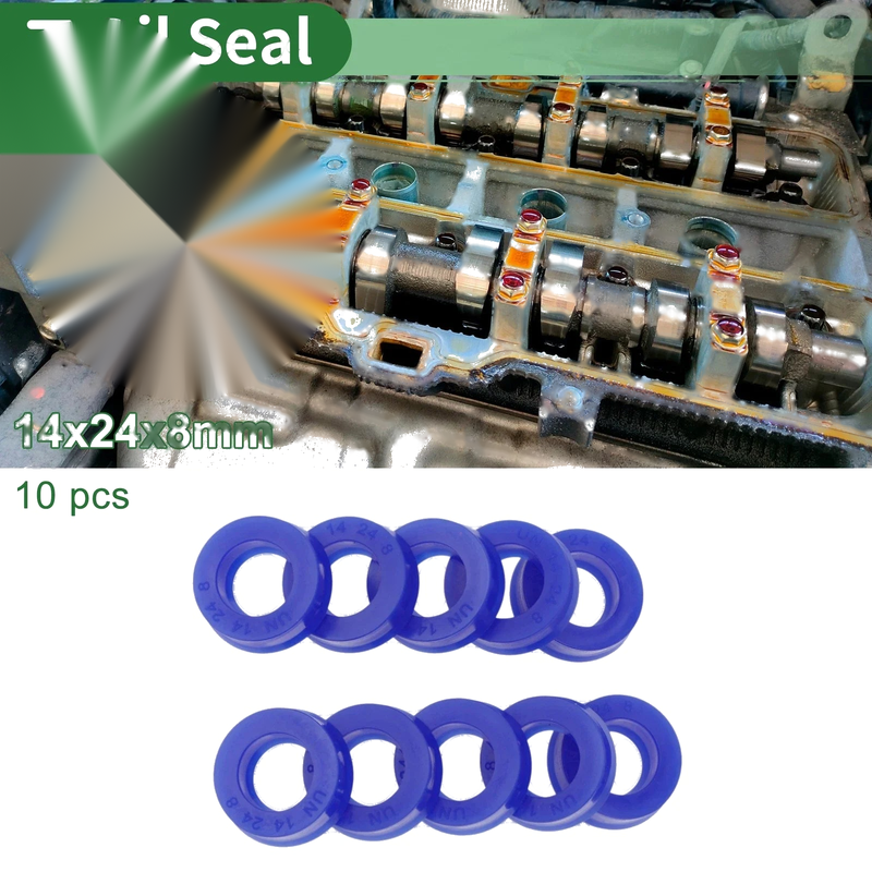 Oil Seal Rotary Shaft Seal TPU 14x24x8mm High Pressure Blue 10 Pcs