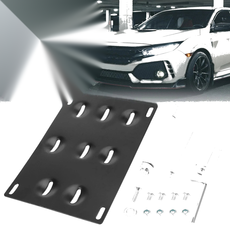 Toyota Yaris Front Bumper Tow Hook License Plate Bracket Holder Set