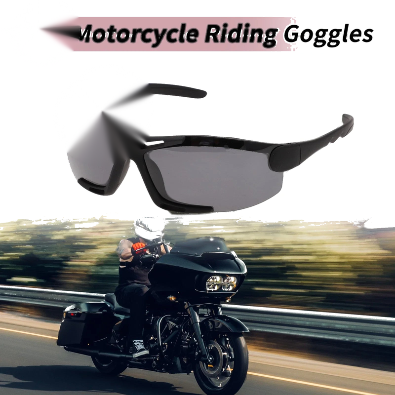 Motorcycle Riding Goggles Grey Lens Black Frame Cycling Sunglasses