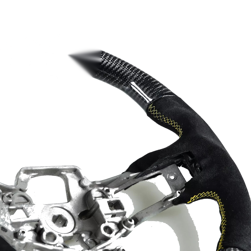 Ford Mustang EcoBoost Steering Wheel Carbon Fiber Suede Yellow (15-17)