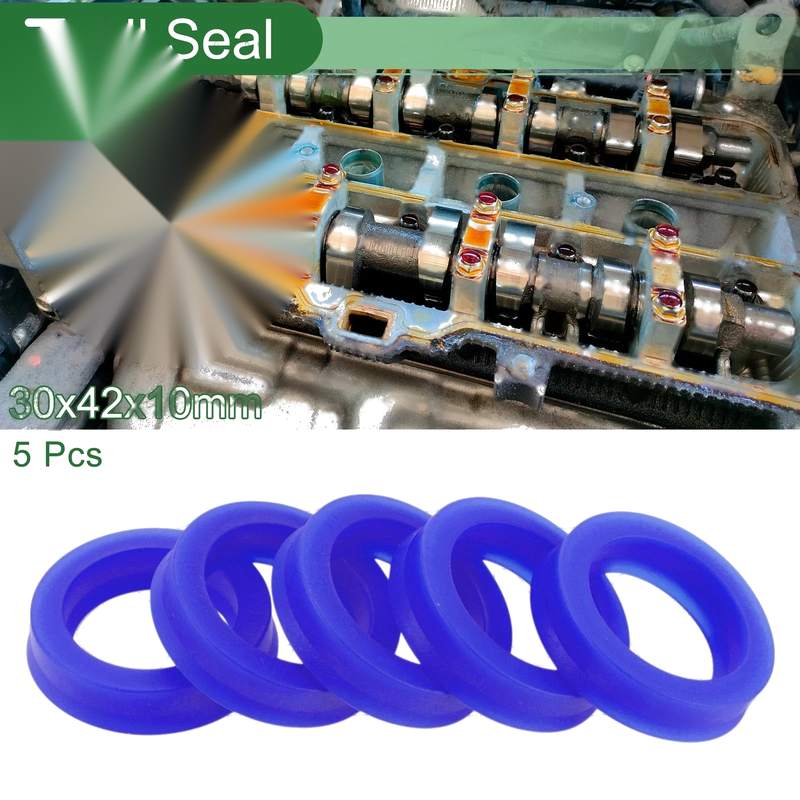Oil Seal TPU Rotary Shaft Seal 30x42x10mm High Pressure Blue 5 Pcs