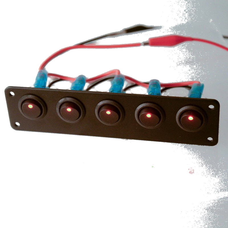 Car Truck RV Boat Dash 12V-24V 5 Gang Rocker Toggle Switch Panel Red LED