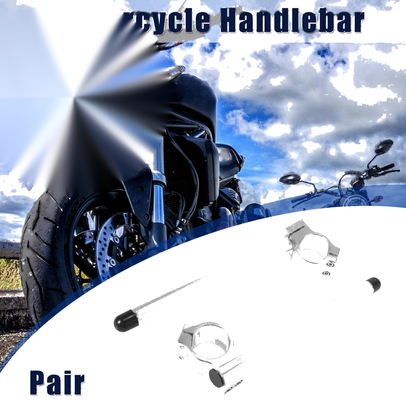 1 Pair 43mm Motorcycle Handlebar Clip Ons Universal Silver Tone