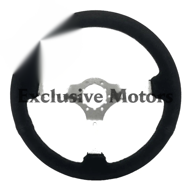 Black Suede and Silver Alloy Steering Wheel