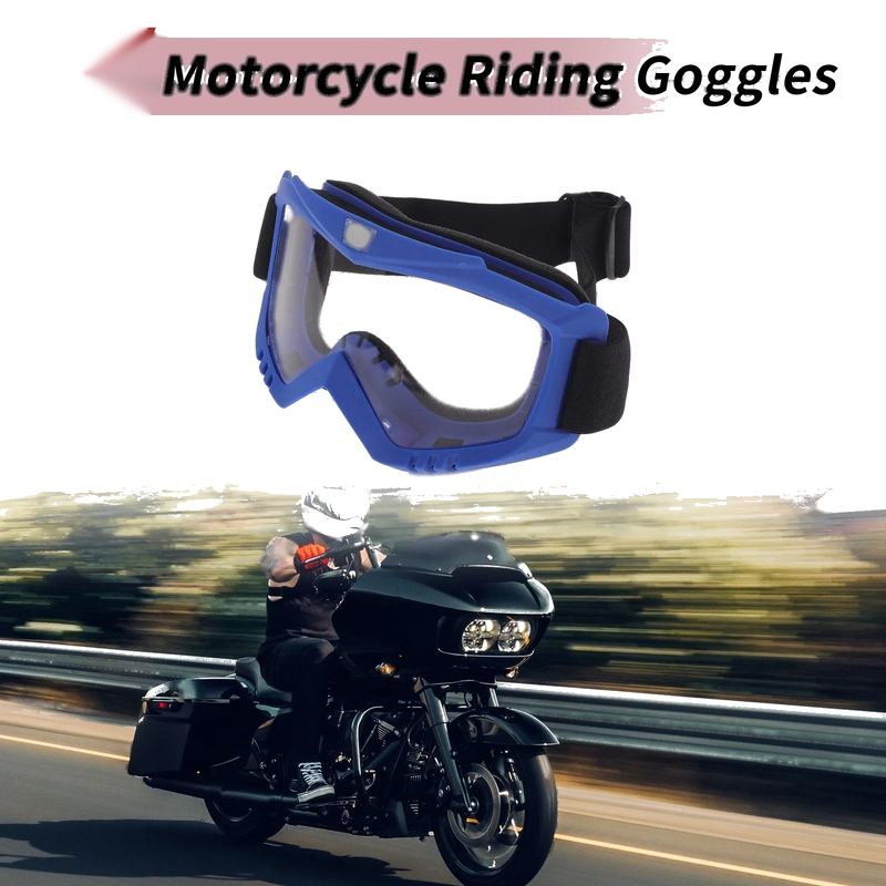 1 Pc Motorcycle Riding Goggles Clear Lens Blue Frame PC Cycling Sunglasses