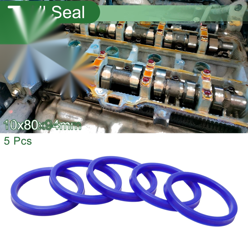Car Make Model Oil Seal 80x94x10mm Rotary Shaft Seal TPU Blue 5 Pcs