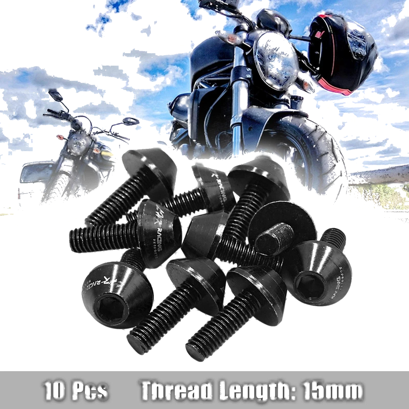 Motorcycle Fairing 10pcs M6 Black Aluminum Hex Socket Head Screws