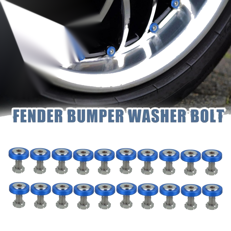 Motorcycle Car 20pcs Blue M6 Fender Bumper Washer Bolt Nuts Fastener