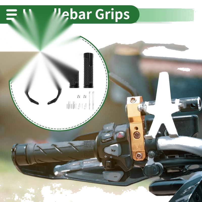 Motorcycle Handle Bar Throttle Black Plaid 7/8" 22mm Hand Grips Cover Kit