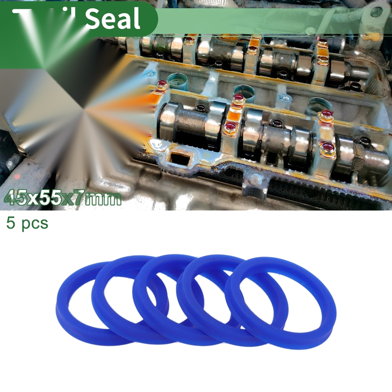 Oil Seal 45x55x7mm TPU Blue Rotary Shaft Seal 5 Pcs