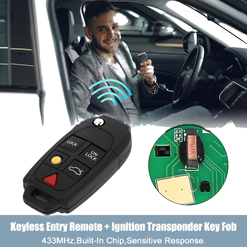 Volvo XC90, XC70 433MHz Keyless Entry Remote Ignition Transponder Key Fob