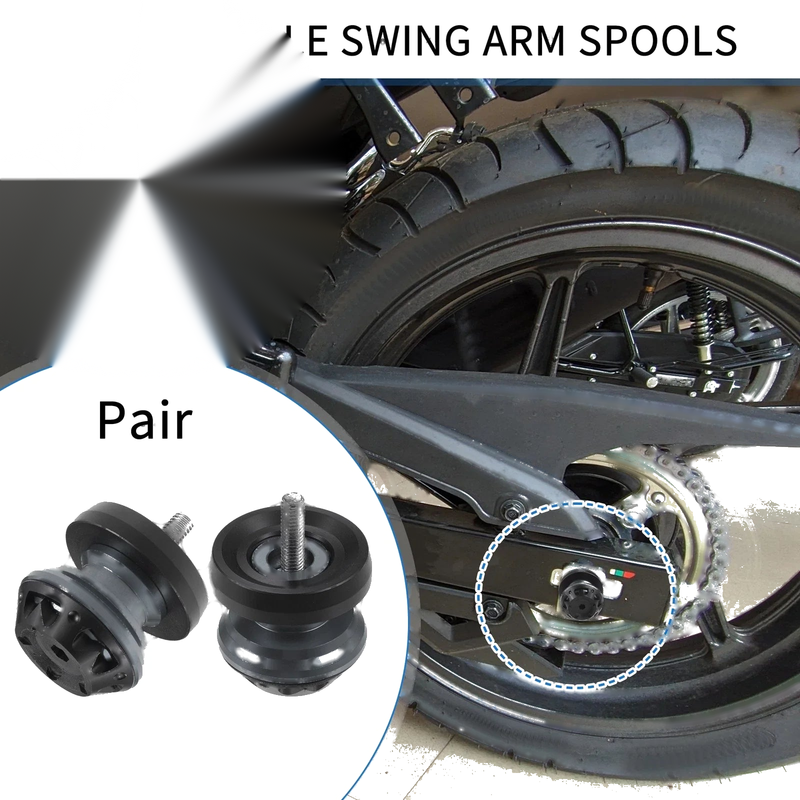 Motorcycle Aluminum Alloy Titanium Tone Pair Swingarm Spools 6mm M6x1.0