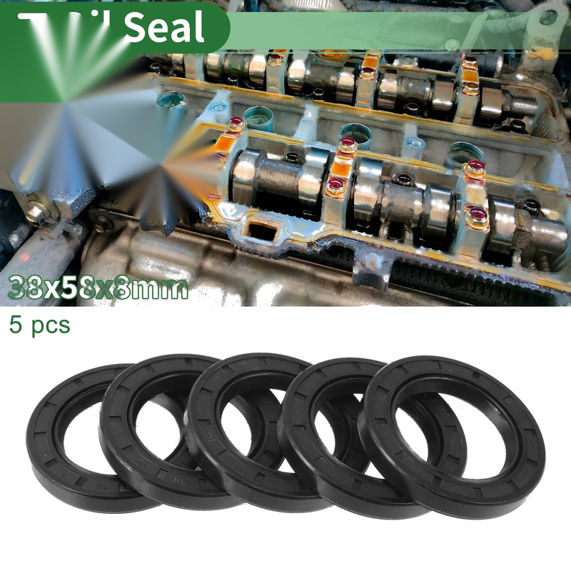 Oil Seal / 38x58x8mm / Rotary Shaft Seal NBR Rubber Black 5 Pcs