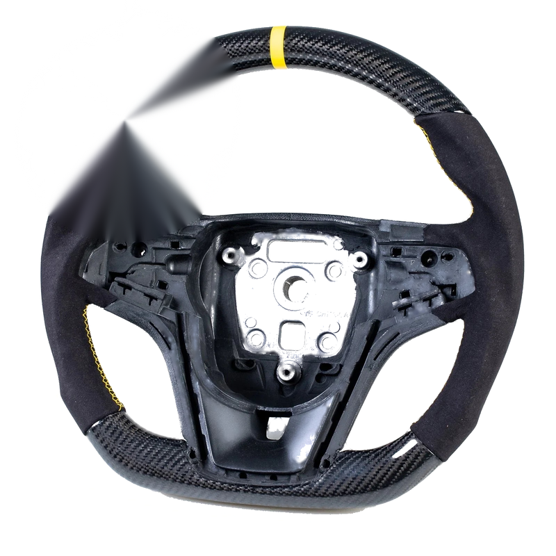 Chevrolet Camaro Carbon Flat Bottom Suede Yellow Steering Wheel (2012-2015)