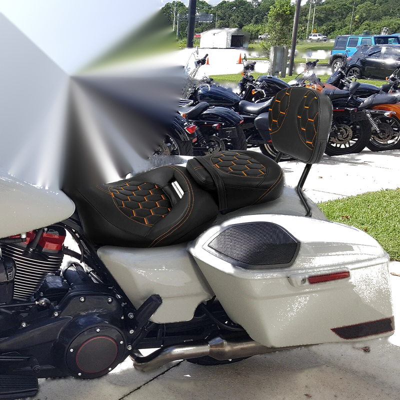 Harley CVO Road Glide 2009-2023 Black Orange Backrest Seats