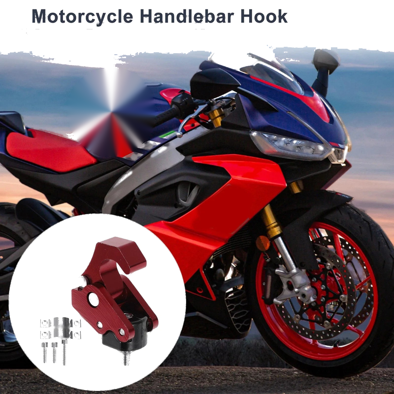 Square Aluminum Alloy Motorcycle Hanging Hook / 1 Set / Red 63mm Length