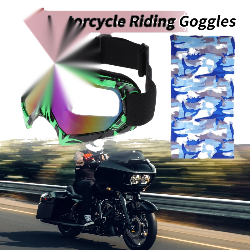 Motorcycle Motorcycle Riding Goggles 1 x Blue Lens Green Frame PC TPU