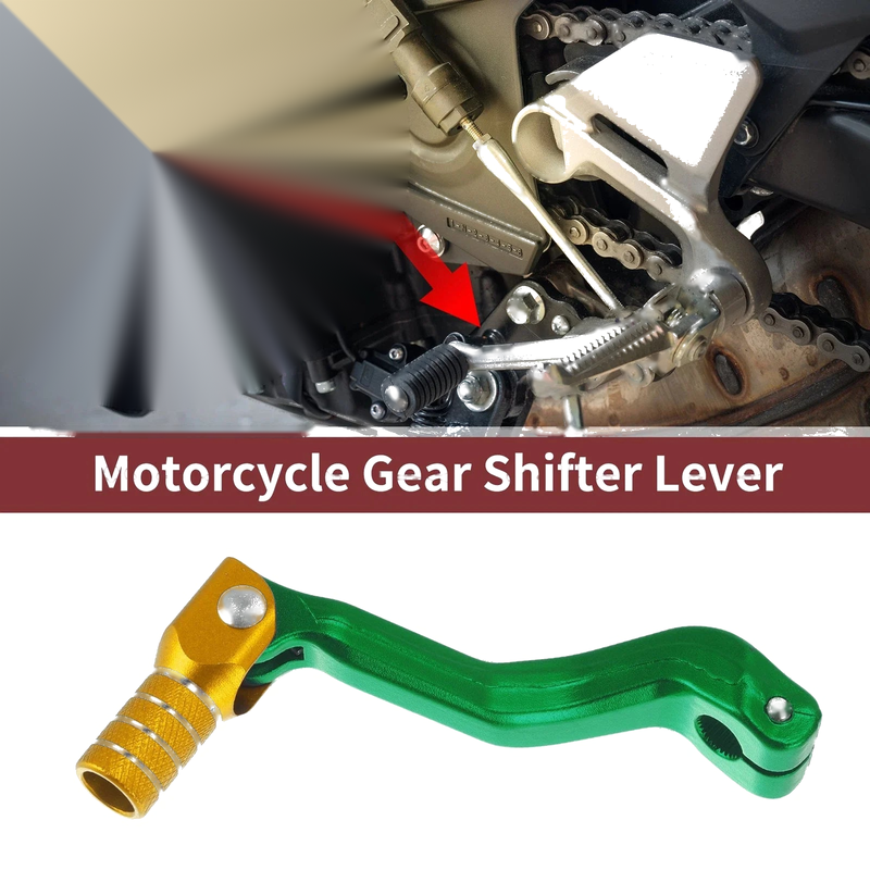 Kayo T2 Green Gold Tone Folding Motorcycle Gear Shifter Lever / 1 Pc