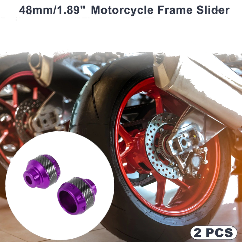 Make Model 14mm Aluminum Alloy Carbon Fiber Motorcycle Slider Frame 2 x Purple