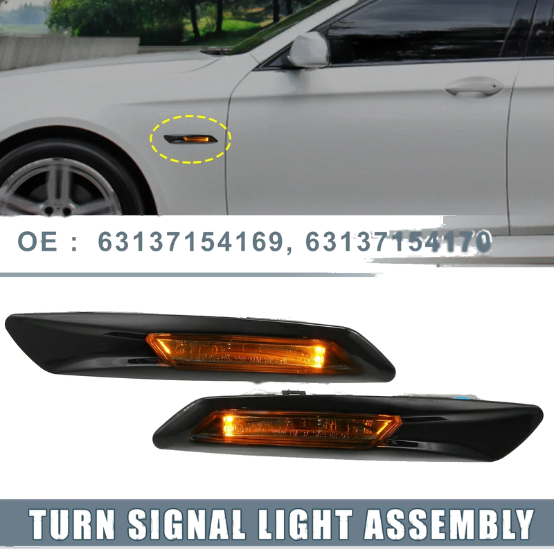 BMW 528i 535i 550i F10 Amber Side Marker Turn Signal Light (2011-2016)